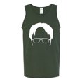 thumbnail image 2 of Wild Bobby, Office Dwight Glasses Face Silhouette Funny Schrute, Pop Culture, Men Graphic Tank Top, Forest Green, Small, 2 of 4