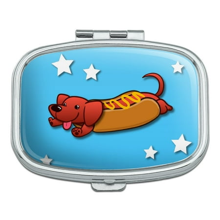 - Wiener Hot Dog Dachshund Cartoon Rectangle Pill Case Trinket Gift Box