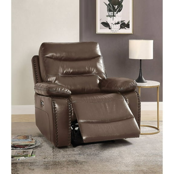 Ergode Recliner (Power Motion) Brown Leather-Gel Match