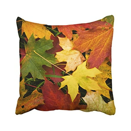WinHome Decorative Autumn Leaves Fall Throw Pillow Covers for Sofa and Bed Size 18x18 inches Two Side