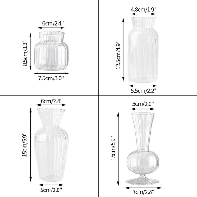 facefd Clear Glass Flower Vase Stem Plant Jar Table Floral Display Decor 5x15cm