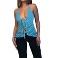 thumbnail image 4 of VISgogo - Camiseta sin mangas de punto para mujer, color sólido, sin mangas, con parte delantera abierta, ahuecada VISgogo moda, 4 of 9