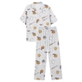 thumbnail image 4 of JAJAHO Women Halloween Pajamas Set 2 Piece Pjs Pumpkin Ghost Printed Short Sleeve Button Shirt With Pants Set, 4 of 5