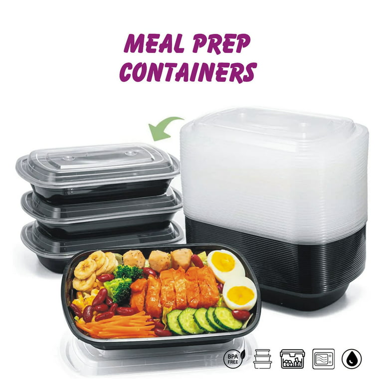 50 Set(100pcs) Meal Prep Reusable Microwaveable 24 oz Food