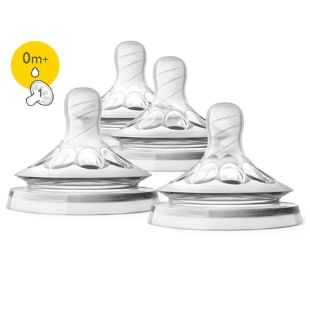Philips Avent Natural Baby Bottle Newborn Nipple, 0M+, 4pk, SCF651/43