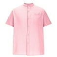 thumbnail image 4 of KeShDi Summer Mens Shirts Polo Shirts Golf Shirts Summer Men's Solid Color Cardigan Loose Short Sleeved Pocket Casual Shirt Men's Short Sleeved Collared Top/shirt Pink S, 4 of 5