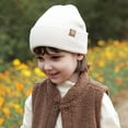 thumbnail image 3 of Joernso Kids Autumn Winter Knitting Hat Brimless Solid Color Thickened Fleece Lining Beanie Hat Boys Girls Hat Headwear, 3 of 7