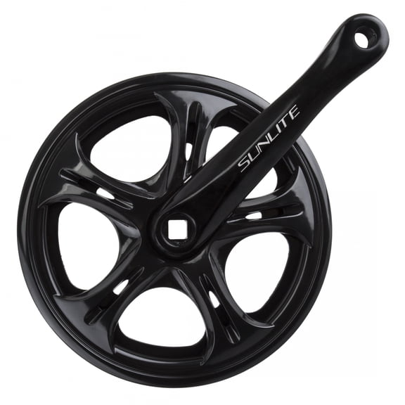 SUNLITE Big City Single Speed Crank CRANKSET SUNLT BIG CITY 48x170 3/32 SQ BK/BK STL RING DBL CHAINGUARDS