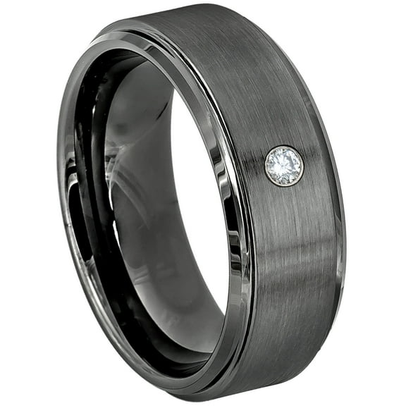 Jewelry Avalanche Mens Diamond Ring Brushed Comfort Fit Gunmetal Tungsten Carbide Wedding Band #541s10