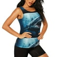 thumbnail image 2 of Bixox Women's 3D Realistic Shark Printed Sleeveless Fitness Workout Running Quick-Dry Tank Top, 2 of 5