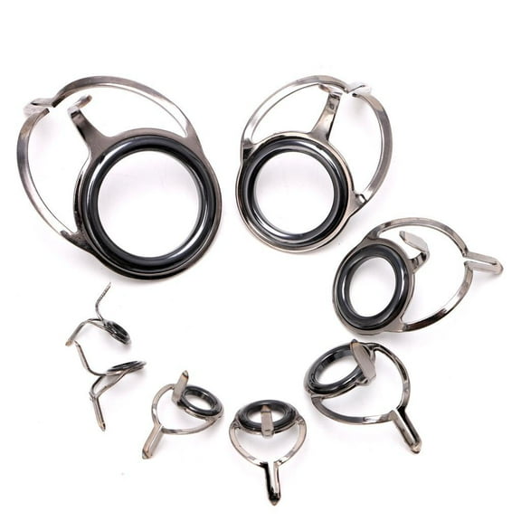 Necvior 8Pcs 6# - 30# Stainless Steel Eye Rings Fishing Rod Guides Tips Line Repair Kit