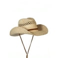 thumbnail image 2 of Top Headwear Women's Raffia Cowboy Hat - Western Raffia Outback Widebrim With Leather Chin Cord, Natural, 2 of 3