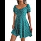 thumbnail image 1 of Vestido Corto de Verano para Mujer, Corte A, con Cuello en Forma de Corazón, Mangas Abullonadas y Cordón Ajustable. Verde XL, 1 of 7