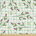 thumbnail image 2 of Floral Fabric by the Yard, Forest Botanical Pattern with Flourishing Wild Flowers Petals, Upholstery Fabric for Dining Chairs Home Decor Accents, Pale Olive Green Pink by Ambesonne, 2 of 5