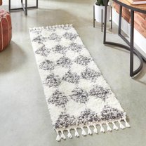 Unique Loom Serenity Shag Collection Area Rug - Soufriere (2' 7" x 12' Runner White/Gray)