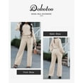 thumbnail image 2 of Dokotoo Women's Wide Leg Jumpsuits Long Lantern Sleeve Crew Neck Rompers Casual Back Keyhole Playsuit with Belt S-XXL, 2 of 4