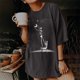 thumbnail image 2 of Moda Mujer Damas Cayó Hombro Mangas Impresión suelta Manga corta Top Pullover Tops Pompotops hfajkhk139627, 2 of 8