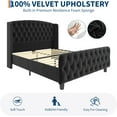 thumbnail image 7 of 51" Tall Queen/King Size Bed Frame with Button Tufted Wingback Headboard and Footboard Velvet Upholstered Platform Bed with Wood Supports No Box Spring Needed, Noise Free Easy Assemble, 7 of 7