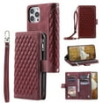 thumbnail image 1 of Nalacover for iPhone 14 Pro Max Flip Kickstand Wallet Case,Full Body Protection Luxury PU Leather Shockproof Magnetic Closure Zipper Pocket with Detachable Hand Strap&Shoulder Strap Cover.Winered, 1 of 12