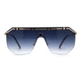 thumbnail image 1 of Mens Luxury Flat Top Shield Robotic Mob Metal Rim Sunglasses Gold Navy, 1 of 4