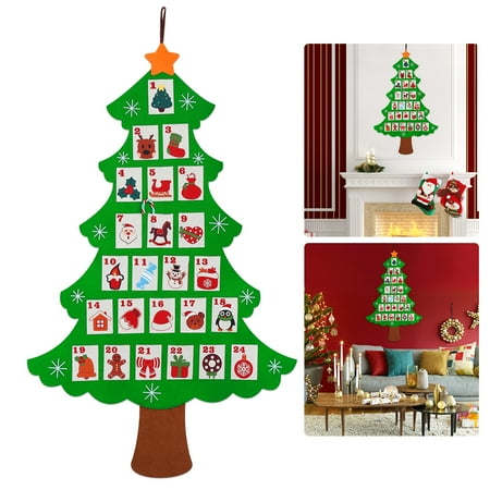 Interactive Christmas Calendar NICEXMAS Hanging Felt Christmas Tree Calendar Countdown to Christmas Advent Calendar ()