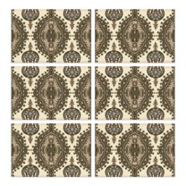 Paisley Placemats Set of 6, Flax Linen Table Mats Featuring Colorful Ethnic Floral and Decorative Boho Mandala Patterns, Heat Resistant and Wrinkle Free