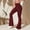 Wine, variant on Women's Elastic High Waist Flared Bottom Ribbed Knit Yoga Pants Hot Pants for Women Casual Stretch Yoga Pants for Women Womens Casual Pants Elastic Waist Women's Pants Casual Work Casual Pants for