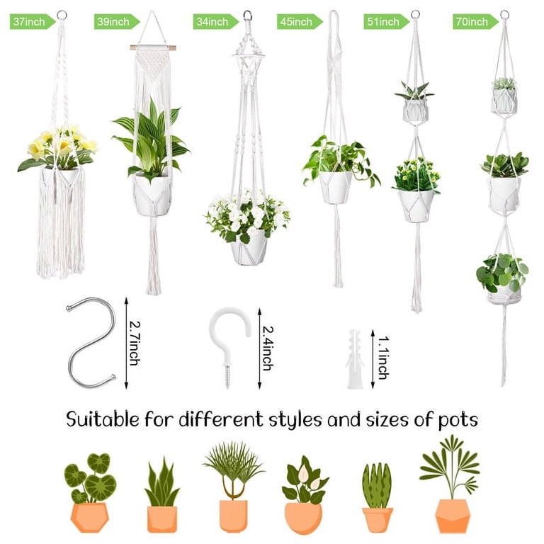 Qweryboo Macrame Plant Hangers, 6-Pack Handmade photo 7