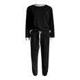 thumbnail image 4 of SELONE Lounge Sets for Women 2 Piece Outfits Pants Sets Elegant Loose Two-piece Sets Long Sleeve Tops Vest Casual Pants Sweatsuit 37-Black XXL, 4 of 5