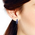thumbnail image 3 of Simple Elegance Blue Lapis Inlay Sterling Silver Hoop Huggie Earrings, 3 of 5