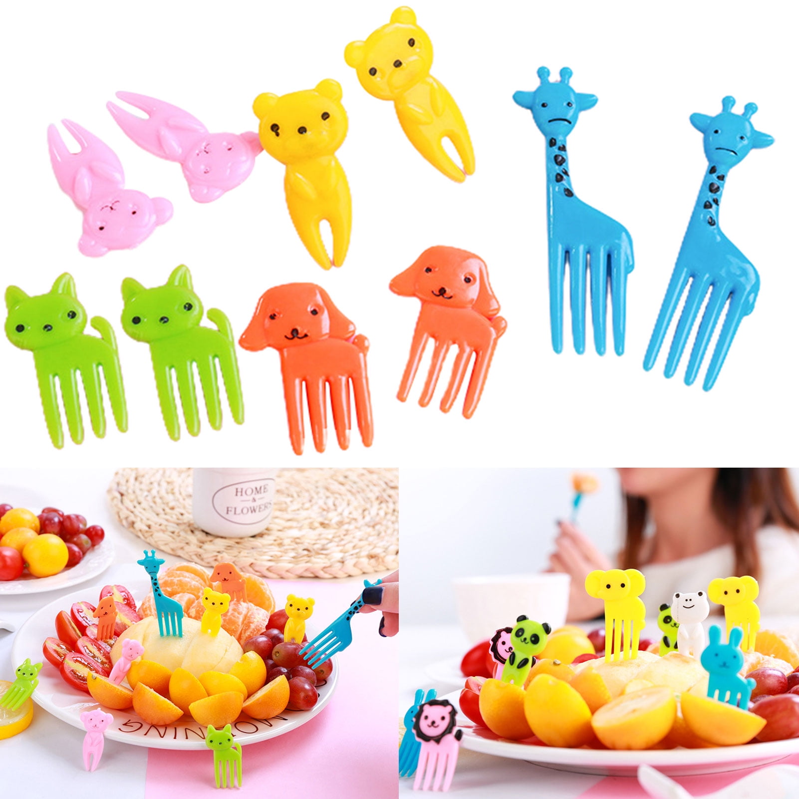 Dream Lifestyle 10Pcs Creative Plastic Mini Fruit Fork Lunch Decoration