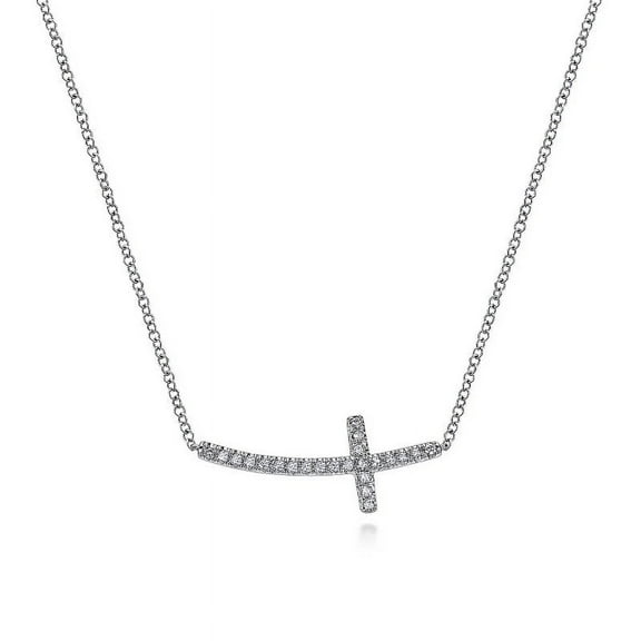 0.50 Ct Stunning Brilliant Cut Real Diamond Sideways Cross Pendant Necklace for Women in 14K White Gold With 18 inches chain