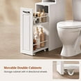 thumbnail image 6 of Farmhouse Over The Toilet Storage Cabinet with Pulley Small Bathroom Storage Cabinet, Space Saver W/Adjustable Shelf & Open Shelf for Bathroom, Restroom, Laundry (White Brown-Type B), 6 of 9