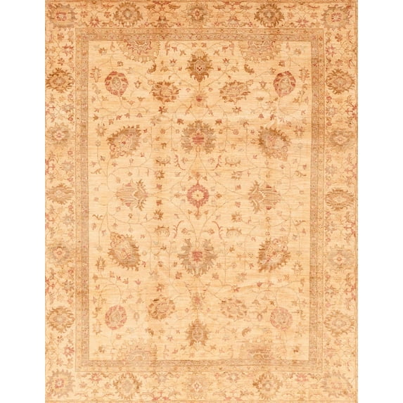 Ahgly Company Indoor Rectangle Abstract Orange Oriental Area Rugs, 7' x 10'