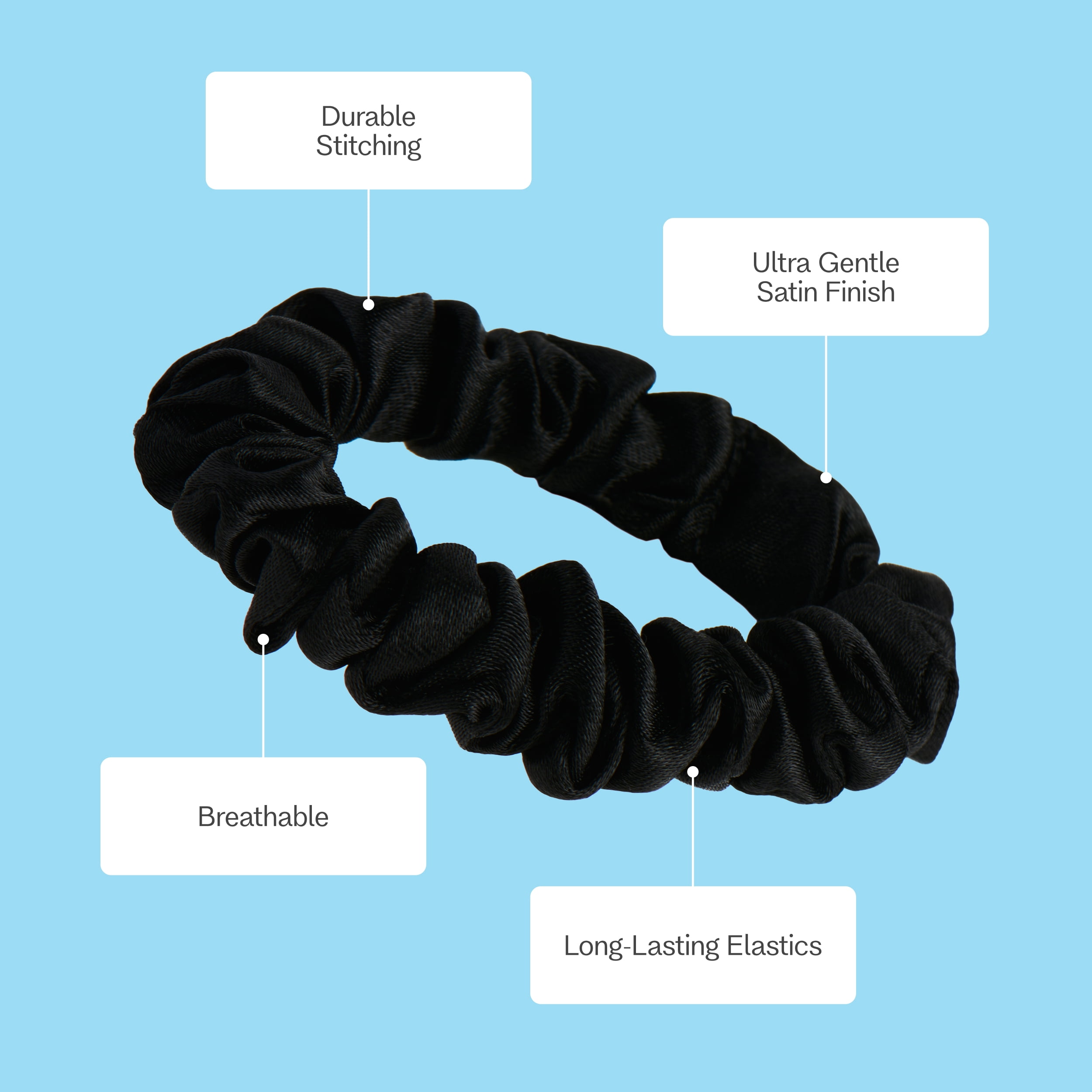 Gimme Beauty Satin Hair Bands, Ultra-Gentle, Anti-Frizz, Ponytail Holder, 5 Count