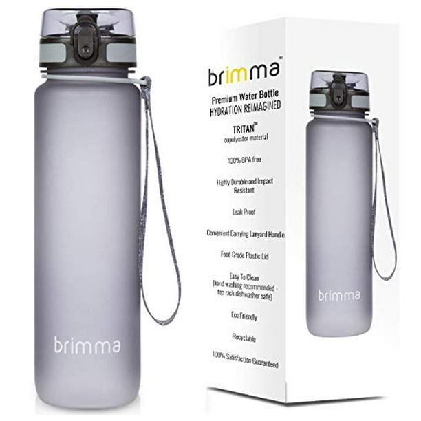Brimma Premium Sports Water Bottle With Leak Proof Flip Top Lid Eco Friendly & Bpa Free Tritan Plastic Must Have For The Gym, Yoga, Running, Outdoors, ...