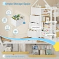 thumbnail image 5 of Bunk Bed Twin Over Twin Size Loft Bed with Globe String Lights and 6 Storage Drawers Low Metal Bunk Beds with Charging Stations & Montessori Bookshelf, Safety Guardrail and Ladder, White, 5 of 10