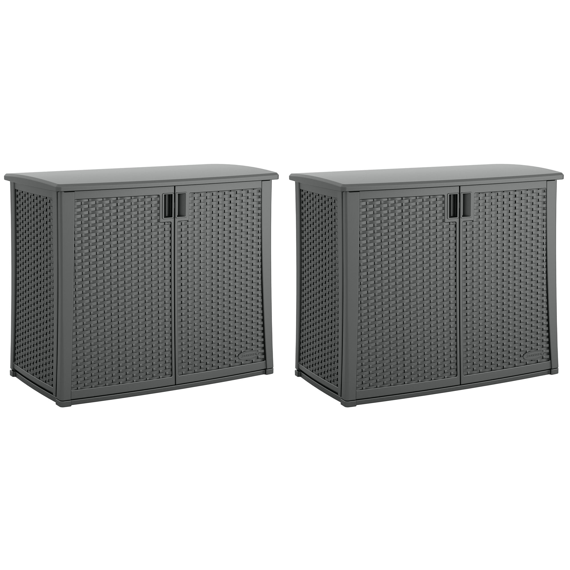 Suncast Outdoor Deck Storage Box with Adjustable Shelf, (2 Pack