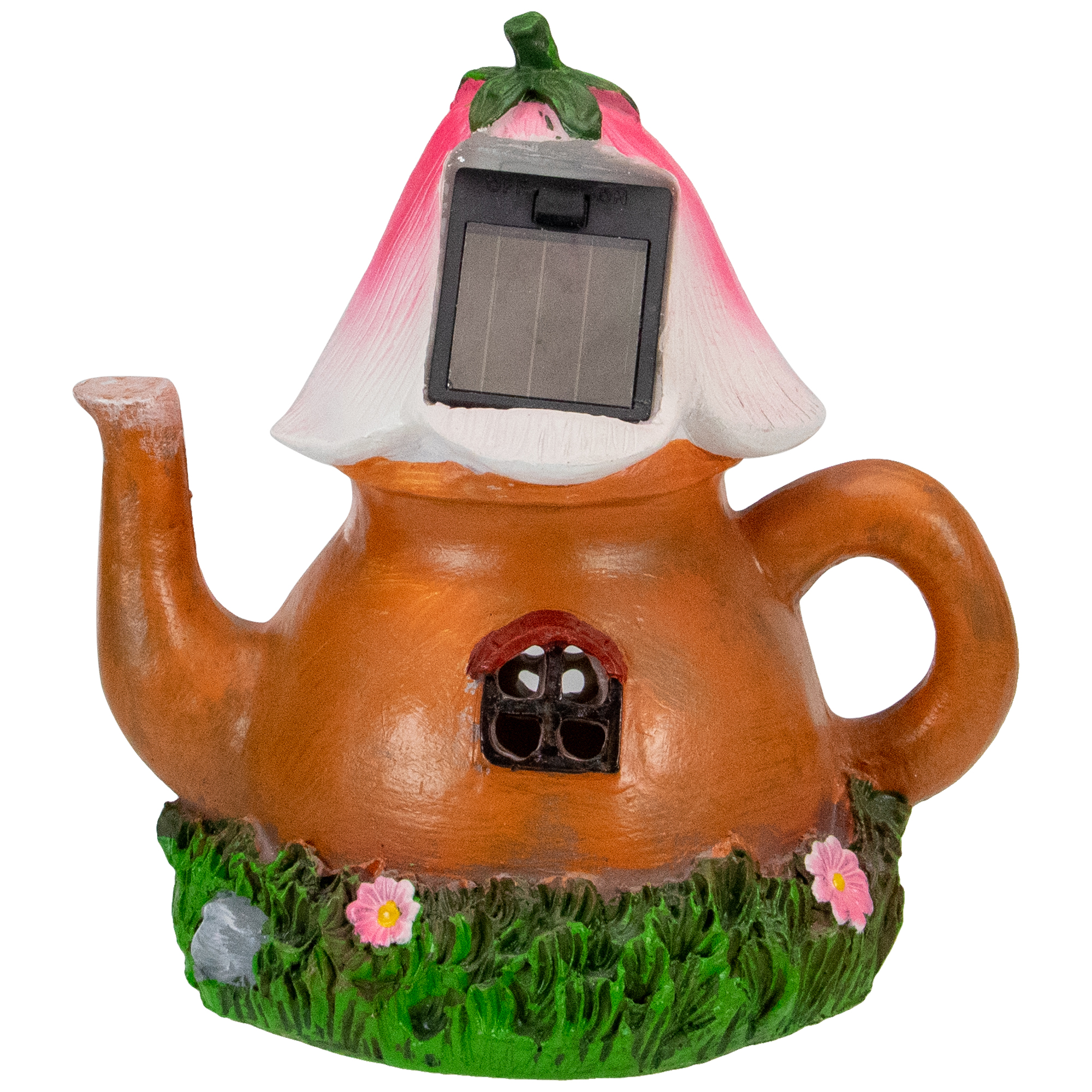 Northlight 7" Solar Lighted Flower Teapot Outdoor Garden Statue
