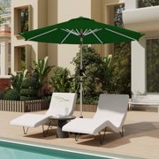 9FT Aluminum Outdoor Patio Umbrella, Fade-Resistant Market Umbrella with Push Button Tilt Function, 8 Sturdy All-Aluminum Ribs for Gardens, Patios, Backyards & Pools (Green)