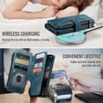 thumbnail image 6 of CaseMe Case for Samsung Galaxy S26 Ultra 5G Wallet Case for Women Men, Fashion Durable PU Leather Magnetic Flip Lanyard Strap Wristlet 10-Card Holder Zipper Wallet Phone Case,Blue, 6 of 8