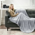 thumbnail image 5 of CBCHome Velvet Plush Jacquard Tile Throw Blanket for Couch - Buttery Soft, Cozy Throw, Cute Gifts for Women (Light Gray, 50" x 60"), 5 of 9