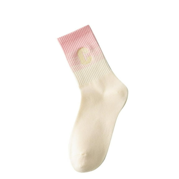 Lovskoo Women's Crew Socks Casual Cotton Mid-Calf Color Block Socks Comfortable Warm Breathable Socks Pink