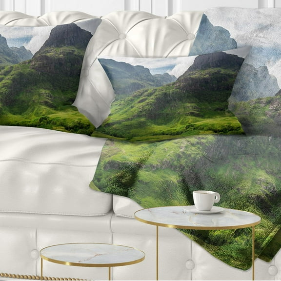 Designart Summer in Scotland - Landscape Photography Throw Pillow - 12x20