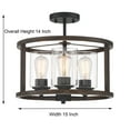 thumbnail image 5 of ACROMA Moulins 3-light Modern Farmhouse Semi-Flush Mount Ceiling Lights with UL Certified - 15'' Weathered Walnut Distressed, Matte Gold, Brass,, 5 of 5