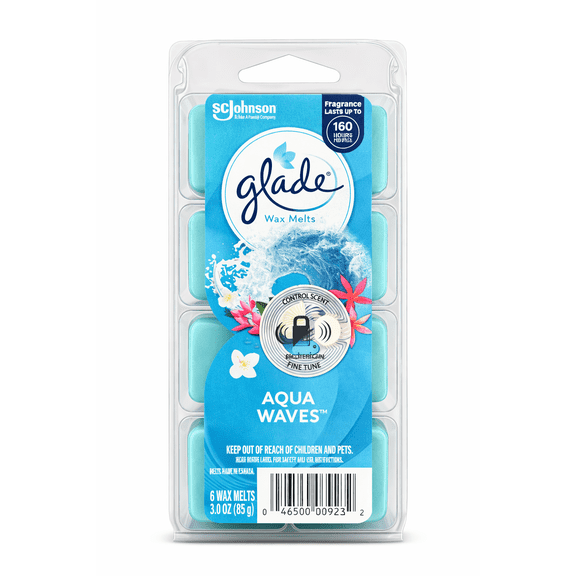 Glade Wax Melts, Aqua Waves Scent, Long-Lasting Home Fragrance, 6 Wax Melts, 3 oz