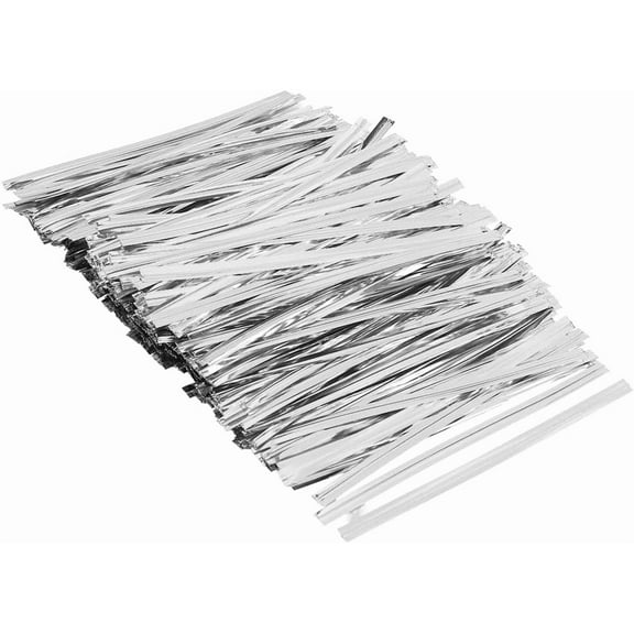 1440Pcs 8CM Sliver Paper Closure Tie for Party Tying Gift Candy Bags Twist Ties Wire Bread Coffee Cake Plant Garden Wrapping Bags Closure Tie with Iron Core for Christmas Treat Bags Art Silver