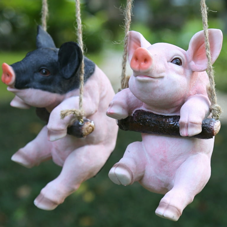 Travelwant Pig Statues Outdoor,Hanging Pig Home and Gardening