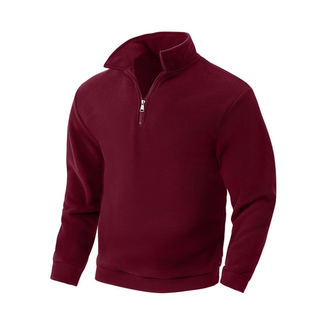 Blusa y camisa de manga larga con cuello vuelto para hombre, abrigo informal de manga larga con media cremallera y cuello de solapa, chaquetas casuales, abrigos de polar, blusa de poliéster para hombr