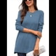 thumbnail image 2 of Camiseta Holgada de Larga con Cuello Redondo y Estampado Geométrico de Jacquard para Mujer, Ropa de Invierno 2025 Azul Profundo XL, 2 of 10